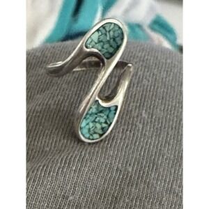 Native American Southwestern Turquoise  925 Sterling Silver Ring Size 7 #347